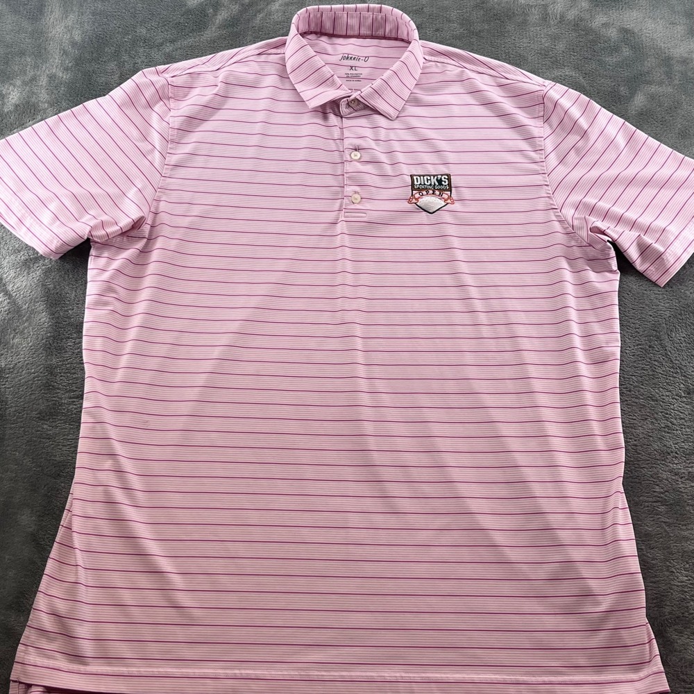 Johnnie-O Mens XL Pink Striped Dicks Sporting Goods Open Golf Polo JMPO2210